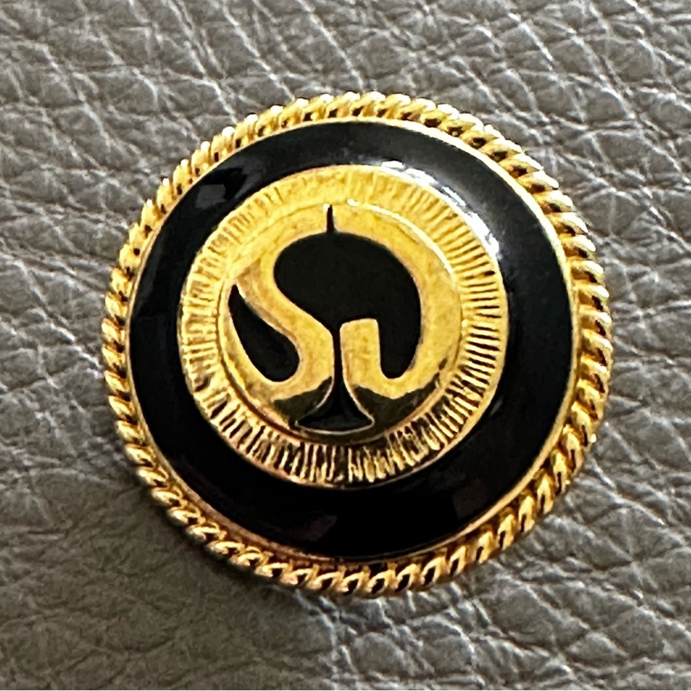 St John Knit Marie Gray Black Enamel & Gold Metal Replacement Buttons @1”